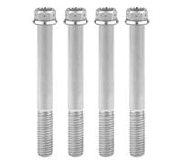 Bulloni in titanio, viti in lega di titanio, M10 Bullone in titanio 20/25/30/35/40/45/50/55/60/65/70/75/80/85 90mm Flangia Vite a testa esagonale for bicicletta rimontata 4 pezzi(Titanium,60mmxM10 1.2