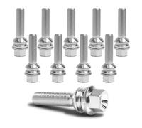 Bulloni ruota 2 pezzi M14 x 1,5 fascia a sfera R14 lunghezza 48 mm SW 19 mm a...