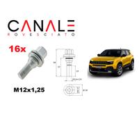 bulloni ruota Jeep Avenger piatti 12x1.25 kit 16 per cerchi in lega ruote dadi