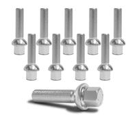 Bulloni ruota M14 x 1,5 fascia a sfera R14 lunghezza 50 mm SW17 argento (10 p...