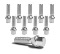 Bulloni ruota M14 x 1,5 fascia conica lunghezza 43 mm SW 17 mm argento (10 pz...