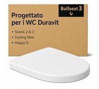 Bullseat Sedile WC adatto per Duravit Starck 2, Starck 3, coperchio WC con abbassamento automatico, rimovibile con sgancio rapido, in Duroplast antibatterico, fissaggio in acciaio inox