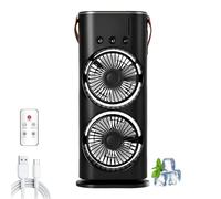 Bullseyeair Portable Double Fan, Double-Ended Spray Fan, 2025 New Portable Rechargeable Misting Fans with Remote Control, 3 Speeds Mini Air Cooler with, 600ml Water Tank, Suitable Home, Office (black)