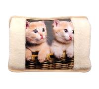 BullTek Borsa Acqua Calda Elettrica 26x19cm 500W - Scaldino Senza Fili Ricaricabile Rapido, con Tasche in Peluche per Mani, Sollievo Dolori e Freddo, Design Gatti Morbido e Sicuro (2 Mici)