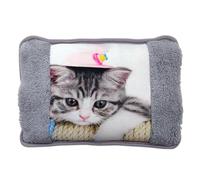 BullTek Borsa Acqua Calda Elettrica 26x19cm 500W - Scaldino Senza Fili Ricaricabile Rapido, con Tasche in Peluche per Mani, Sollievo Dolori e Freddo, Design Gatti Morbido e Sicuro (Cappello)