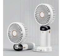 BullTek Mini Ventilatore Portatile USB Ricaricabile 5 Velocità | Pieghevole e Snodato | Da Collo e Tavolo | Silenzioso e Compatto | Ideale per Ufficio, Viaggi, Estate, Sport e All’Aperto (BIANCO)
