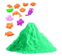 BullTek Sabbia Cinetica Naturale 1KG con 12 Stampini per Bambini - Set Creativo Sabbia Magica Gioco Sensoriale - Facile da Modellare, Non Secca, per Attività Artistiche e Regali Educativi (VERDE)