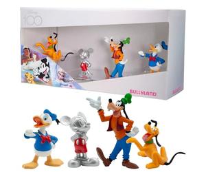 Bullyland Bullyworld- 15150-Set 100 Anniversario Disney con Topolino, Pluto, Pippo, Paperino, Come Piccolo Regalo per Bambini dai 3 Anni in su, Multicolore, 15150