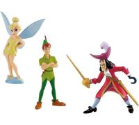 Bullyland Set Peter Pan, Trilli, Capitan Uncino, Statuette senza PVC, Multicolore, Dipinta a Mano, Walt Disney, Cake Design, Altezza 8-10cm