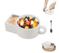 Bulnire Ciotola per zuppa con porta cracker, tazza per zuppa e cracker con manici, ciotola per colazione in ceramica 2 in 1, tazza per microonde, piatto per zuppa e sandwich (1Pcs)