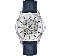 Bulova 96A330 Sutton Skeleton Automatic - Silver Dial, Blue Leather Strap