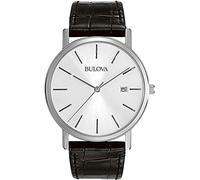 Bulova 96B104 Orologio da Polso al Quarzo, Analogico, Uomo, Pelle, Nero