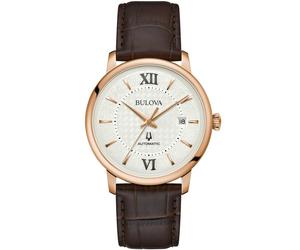 Bulova 97B225 Hudson Automatico 39mm 3ATM Unisex Argento Oro rosa Cinturino i...