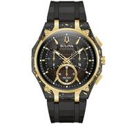 Bulova 98A328 Orologio Uomo Curv Carbon & Gold Cronografo 44mm 3ATM
