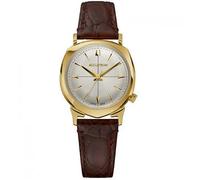 Bulova Accutron Legacy 2SW7A003 Limited Edition Men's Automatic Watch - 33mm Gold-Tone Stainless Steel Case, Silver-White Dial, Brown Croco-Embossed Leather Strap