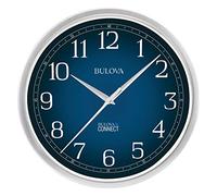 Bulova Clocks Precise Connect C5001 - Orologio da parete, 31,8 cm, colore: Argento opaco e Blu