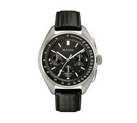 Bulova Lunar Pilot 96B251 Men's Chronograph Watch - Black Dial, Black Leather Strap