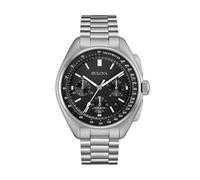 Bulova Lunar Pilot 96B258 Men's Chronograph Watch - Black Dial, Stainless Steel Bracelet