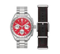 Bulova Lunar Pilot 96K115 Men's Chronograph Watch - Red 'Blood Moon' Dial, Stainless Steel Bracelet