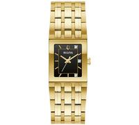 Bulova Marc Anthony 97P167 - Orologio da donna in acciaio inox con quadrante nero, stile moderno quadra con diamanti, colore: oro
