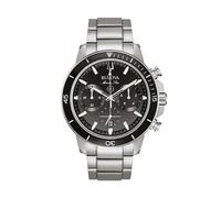Bulova Marine Star 96B272 Men's Chronograph Watch - 45mm Stainless Steel Case, Black Dial, 200m Water Resistance