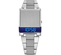 Bulova Mens Archive serie LED Computron orologio in acciaio inox, Acciaio inossidabile argento/indicatore LED blu, misura unica, Serie di archivi: Computron - 96C139