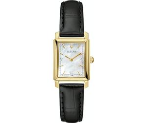 Bulova Orologio analogico classico da donna con cinturino in pelle 97P166, Nero, cinghia