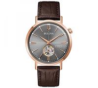 Bulova Orologio automatico da uomo in acciaio inox con cinturino in pelle - Aerojet - 97A171, cinghia