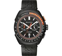 Bulova Orologio uomo Crono Racer fondo nero 98B428 cassa acciaio cinturino in pelle