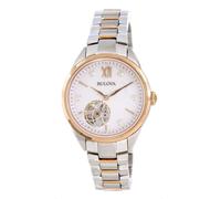 Bulova Orologio da donna automatico con quadrante bianco a cuore aperto 98P170