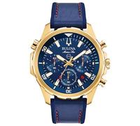 Bulova Orologio da uomo Marine Star Series B in acciaio inossidabile con 6 lancette cronografo al quarzo, 100 m, Tono oro/quadrante blu, misura unica, Cinturino in acciaio inossidabile color oro al