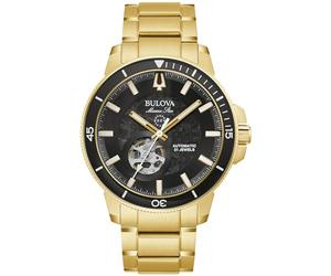 Bulova Orologio da uomo Marine Star 'Series C' automatico oro in acciaio inox 3 lancette, quadrante nero; cassa espositiva, lunetta girevole stile: 97A174, Oro, Marine Star Series C - Bracciale