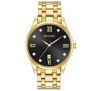 Bulova Orologio da uomo, Tono oro/quadrante nero, misura unica, Bracciale classico Sutton in acciaio inossidabile color oro con diamanti