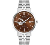 Bulova Orologio da uomo vintage Aerojet automatico a 4 lancette, apertura aperta, funzione Hack, 24 ore, data del calendario, doppio cristallo minerale curvo, lancette luminose, 41 mm, Quadrante in