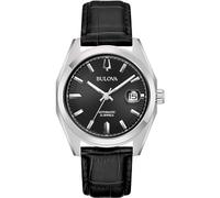 Bulova Orologio uomo automatico Surveyor fondo nero 96B435 cinturino in pelle nera