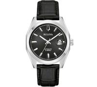 Bulova Surveyor 96B435 - Orologio da polso automatico da uomo, colore nero, con cinturino in pelle, impermeabile, 3 bar, diametro cassa: 39 mm, colore: Nero