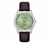 Bulova Orologio uomo automatico Surveyor fondo verde 96B427 cinturino in pelle