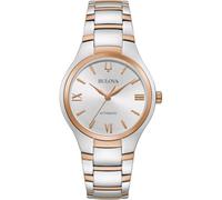 Bulova Sutton 98L313 - Orologio automatico da donna in oro rosa e argento con cinturino in acciaio inox, impermeabile, 3 bar, diametro cassa: 34 mm