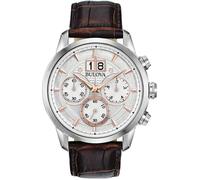 Bulova Sutton da Uomo 44mm Cronografo Quadrante Bianco Orologio Data 96B309