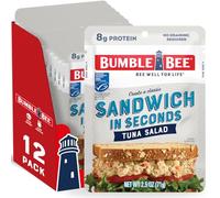 Bumble Bee Sandwich in Seconds Tonno Salad, sacchetti da 70,9 g (confezione da 12) - Pronto da mangiare - Confezione di tonno selvatico catturato - 8 g di proteine per porzione - Senza glutine