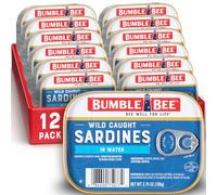Bumble Bee Sardine in acqua, barattolo da 107 ml (confezione da 12), senza glutine, keto, kosher, ingredienti puliti