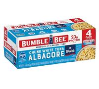 Bumble Bee Tonno bianco albacore in acqua, lattina da 5 once (confezione da 4) - Tonno selvatico catturato - 23 g di proteine per porzione, ricco di omega-3 - Progetto non OGM verificato, senza
