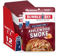 Bumble Bee Tonno stagionato al fumo di mela, 75 ml, confezione da 12, pronto da mangiare, confezione da 15 g di proteine per porzione, senza glutine
