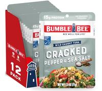 Bumble Bee Tonno stagionato con pepe spezzato e sale marino, sacchetto da 75 ml (confezione da 12), pronto da mangiare, confezione di tonno selvatico, 15 g di proteine per porzione, senza glutine