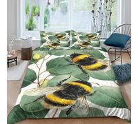 Bumblebee illustcopripiumino microfibra morbida 3 Pezzi stampa 3D cerniera nascosta Nature botanical Set Di Copripiumino con federe per cuscini traspirante morbido e comodo for adulti King（220x240cm）