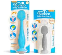 Bumco - Spatola per pannolino + mini spazzola per culo per bebè con custodia da viaggio, set di applicatori per pannolino crema, spatola per culo necessità del bambino, spazzola per pannolino pannolino pannolino panna, blu e grigio