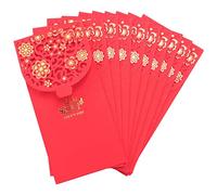 Bumdenuu 10 Pezzi Serie Buste Rosse Cinesi Buste Soldi Fortunati Pacchetto Rosso Matrimonio per Matrimonio (7X3.4 Pollici)