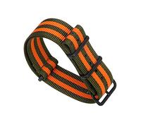 Bumdenuu 18/20/22/24mm Cinturino Nato in nylon intrecciato sportivo Cinturino impermeabile leggero per orologi meccanici, Verde+Arancio-Nero, 22mm