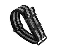 Bumdenuu 18/20/22/24mm Cinturino Nato in nylon intrecciato sportivo Cinturino impermeabile leggero per orologi meccanici, Nero+Grigio-Nero, 20mm