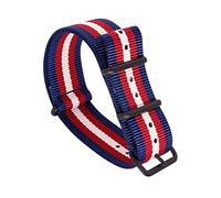 Bumdenuu 18/20/22/24mm Cinturino Nato in nylon intrecciato sportivo Cinturino impermeabile leggero per orologi meccanici, Blu+Rosso+Bianco-Nero, 18mm
